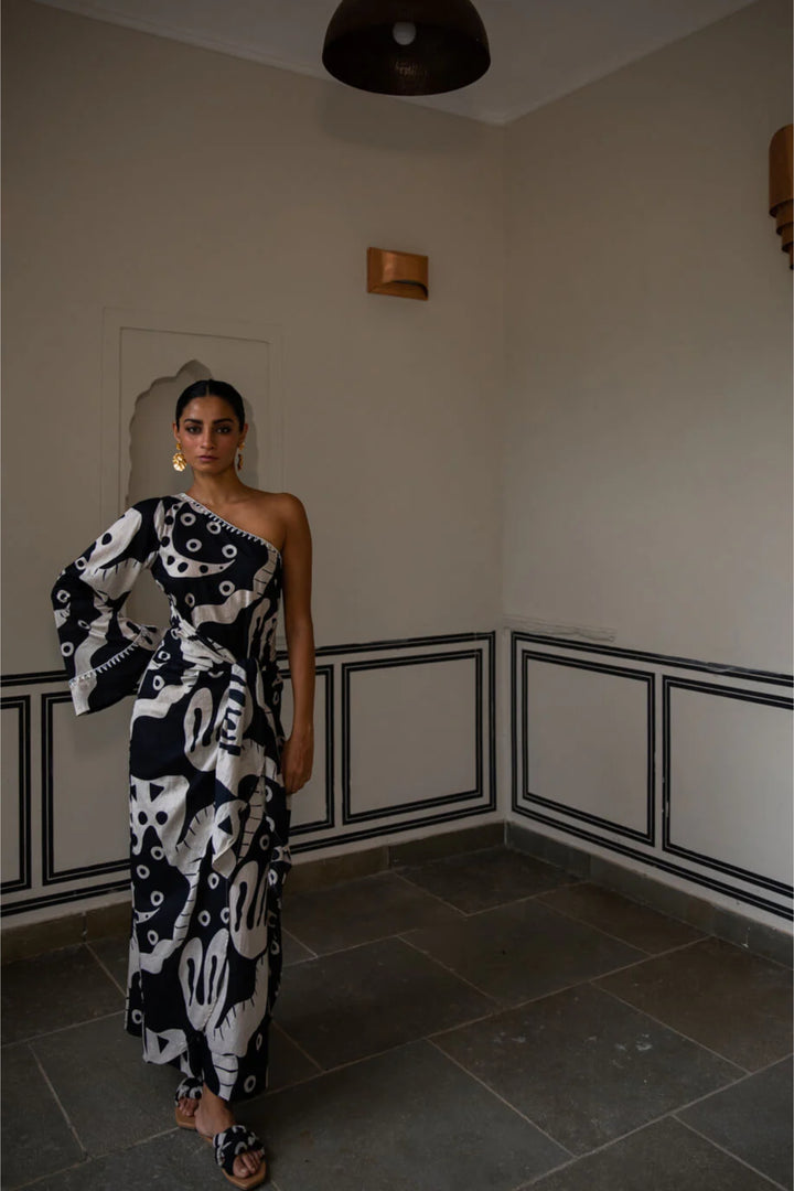 Jantar Mantar one shoulder dress