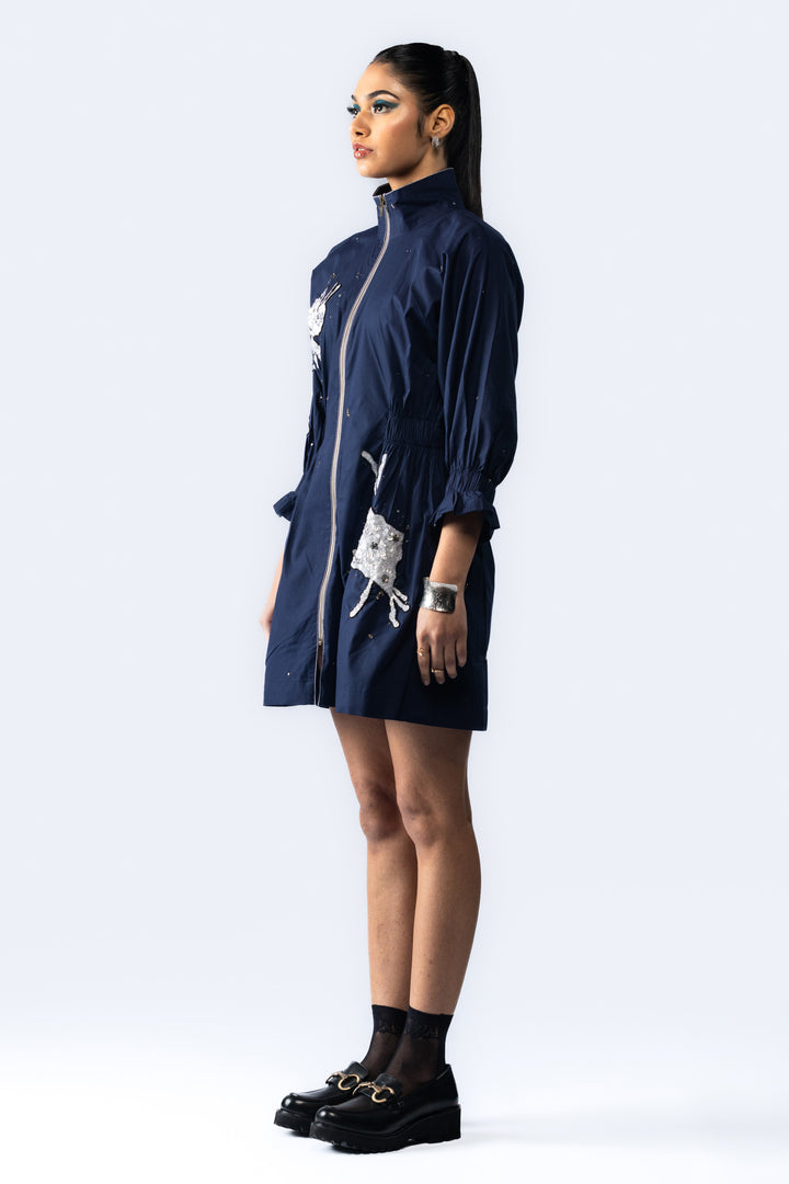 Hand embroidered sequin dress - Navy Blue