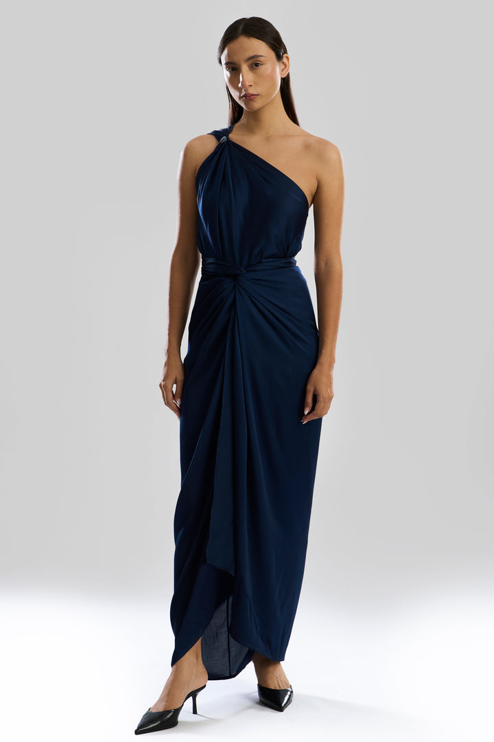 Deep Water Drape sarong dress in Navy