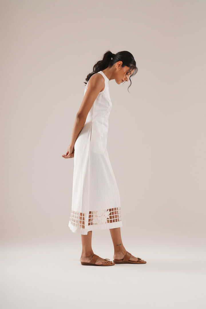 Diagonal Bloom Midi Dress