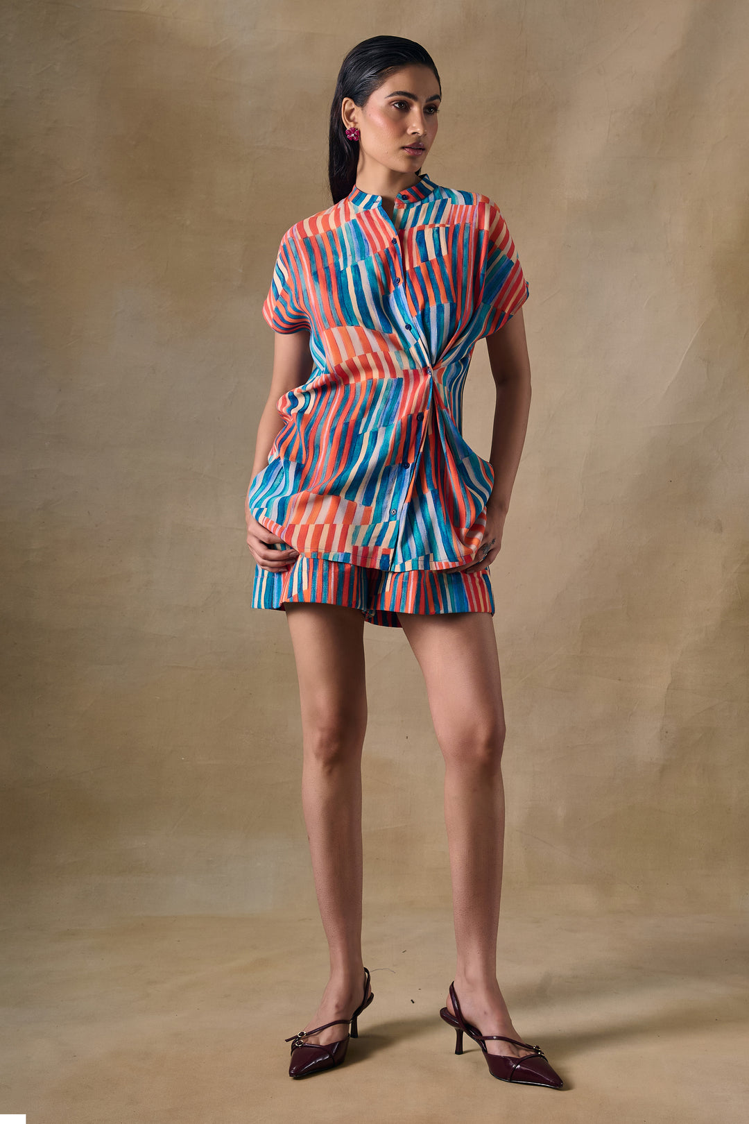 Asilah Stripe Asymmetrical Shirt