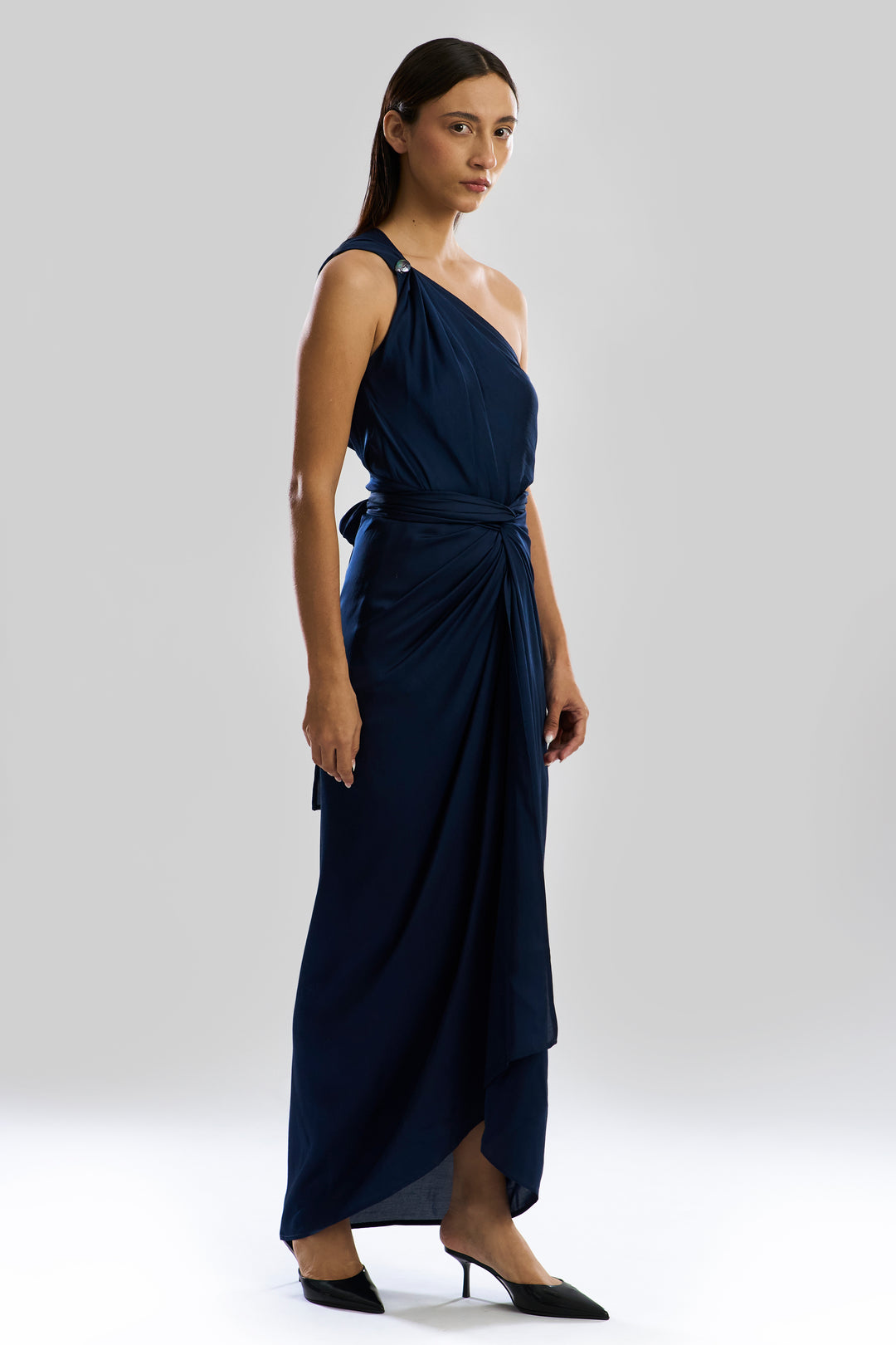 Deep Water Drape sarong dress in Navy