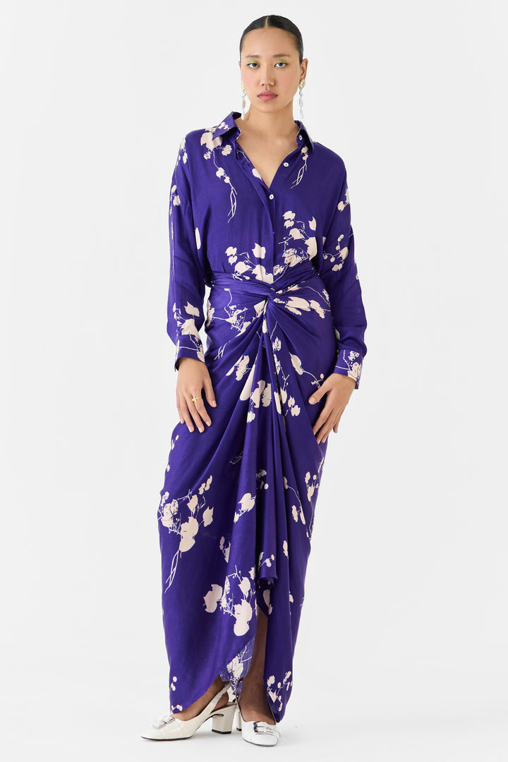 SAKURA DRAPED SHIRT DRESS
