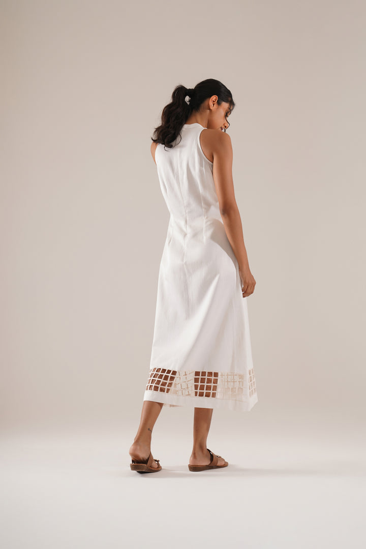 Diagonal Bloom Midi Dress