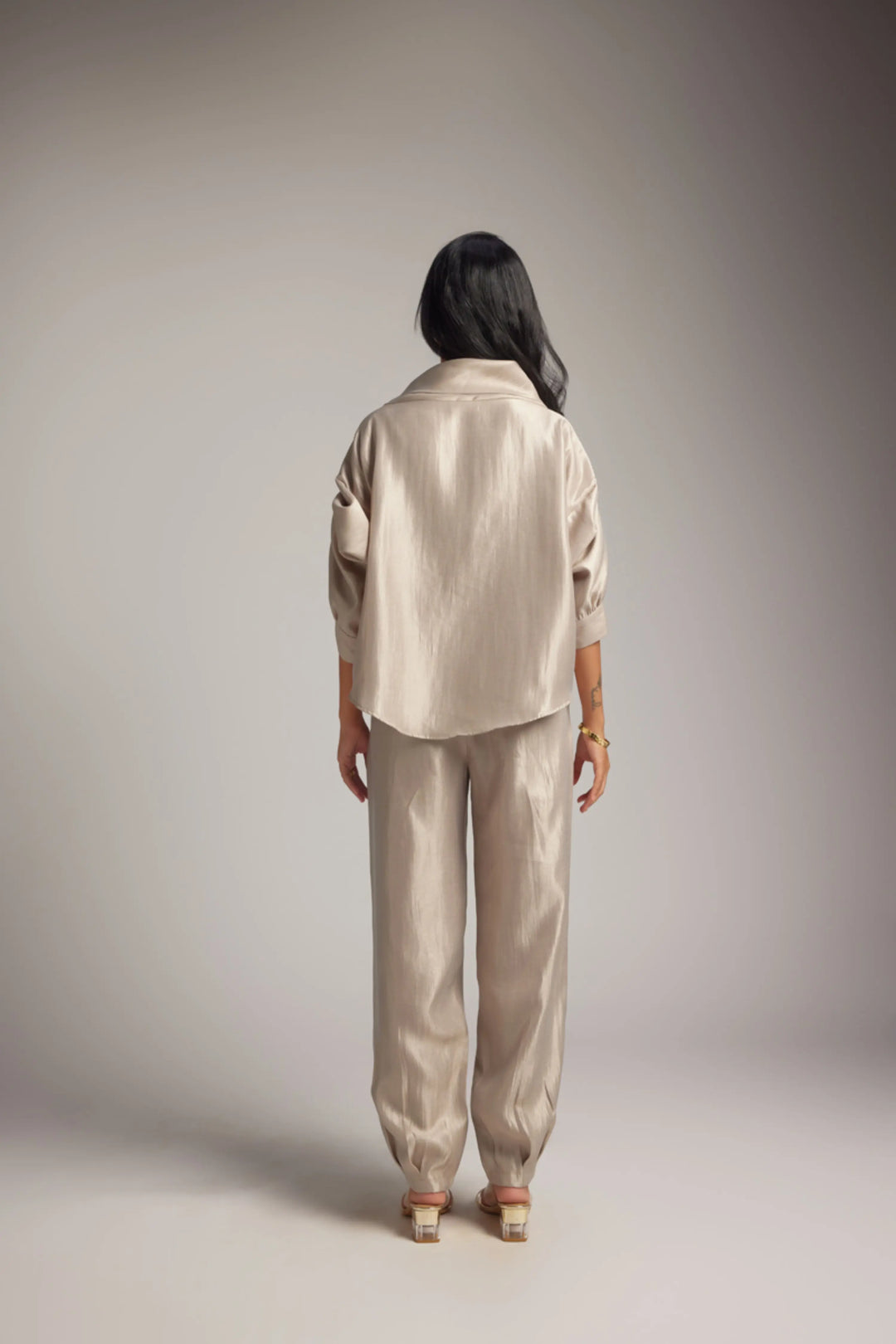 Silver Cowl Top & Jogger Pant
