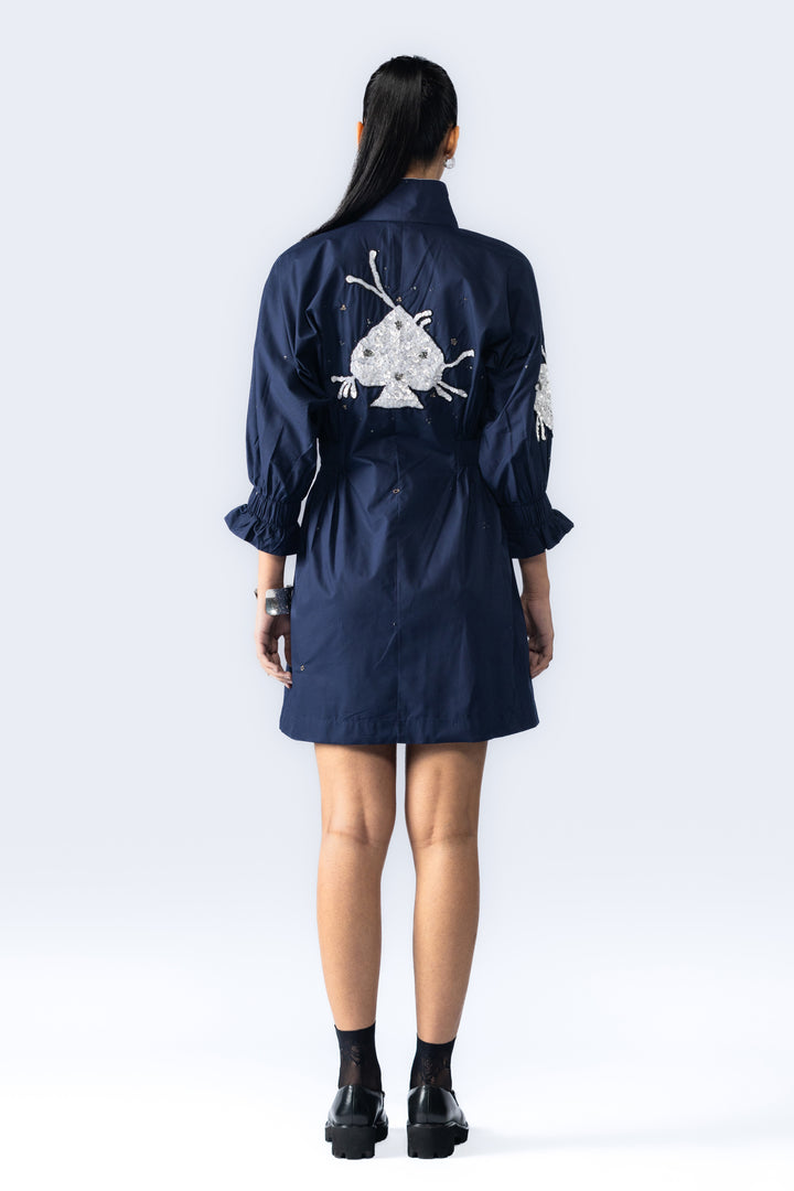 Hand embroidered sequin dress - Navy Blue