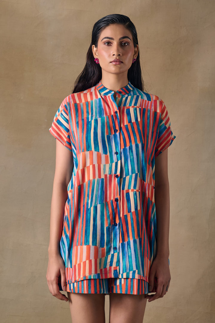 Asilah Stripe Asymmetrical Shirt