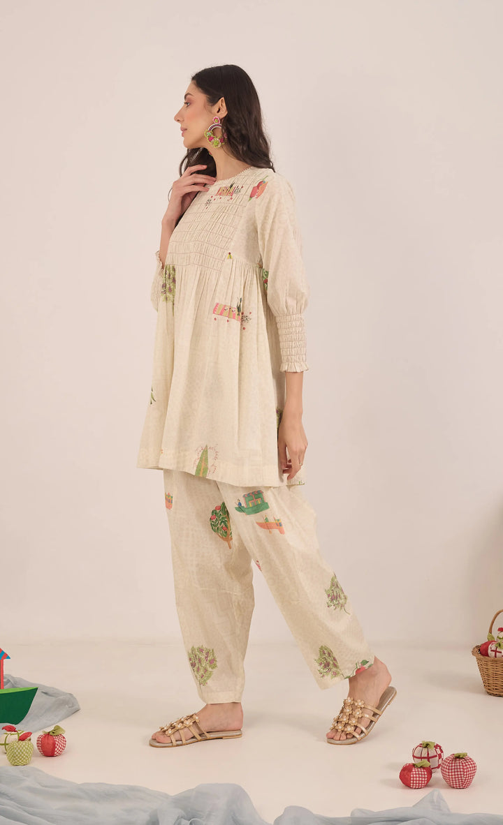 Gulposh: Smocking Cotton Coord Set