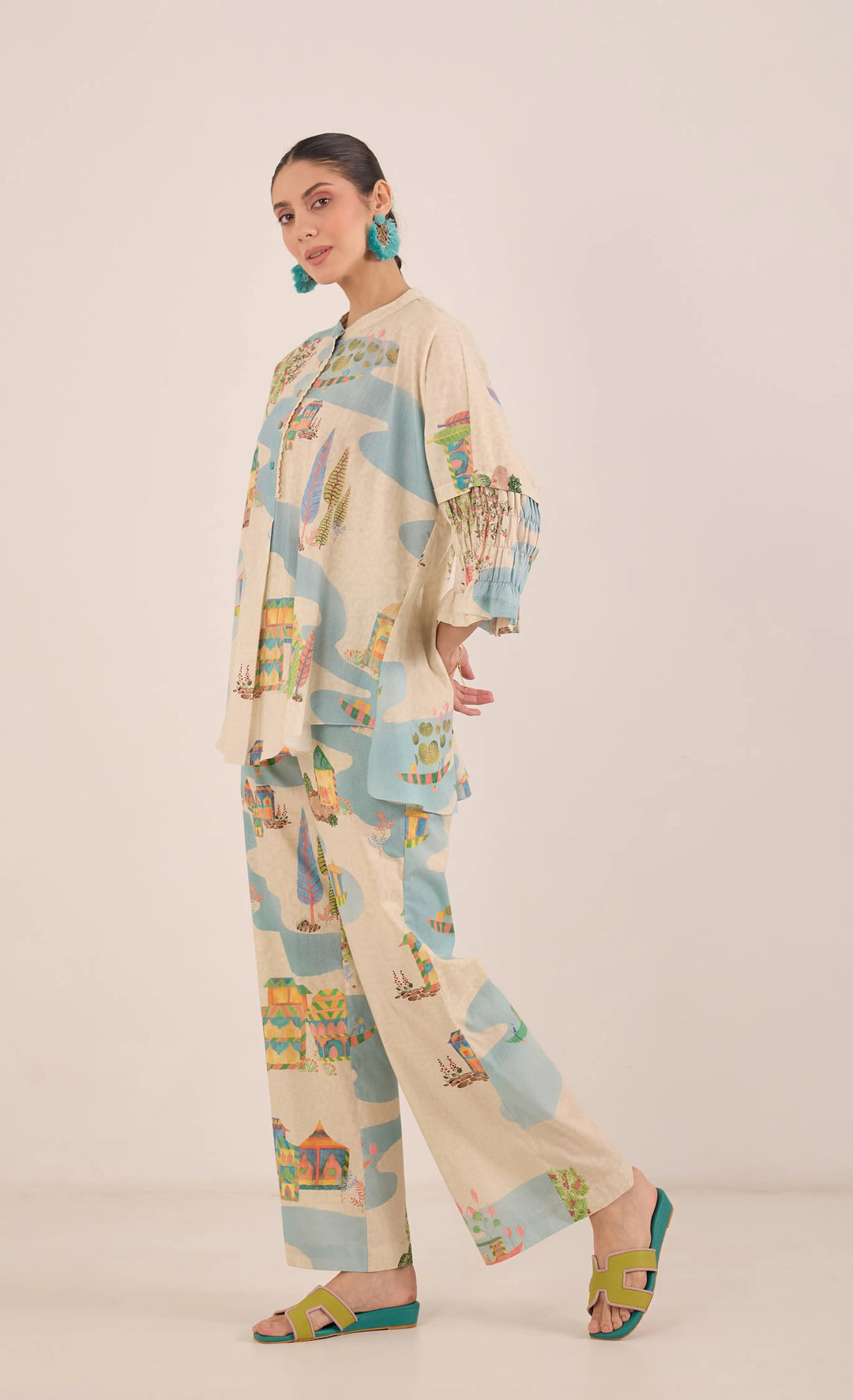 Safar: Namah Top With Wide Leg Pants Coord Set