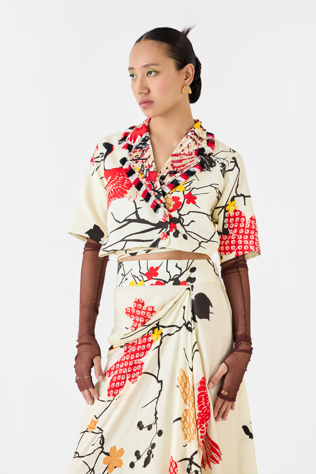 RED CRANE  BLAZER & DRAPED SKIRT CO-ORD