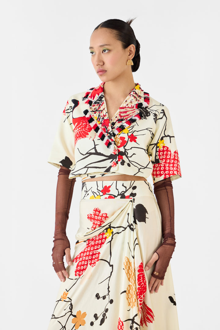 RED CRANE  BLAZER & DRAPED SKIRT CO-ORD