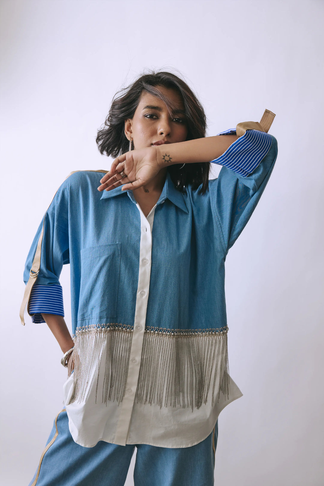 Fringe Cascade Shirt Co-ord Set