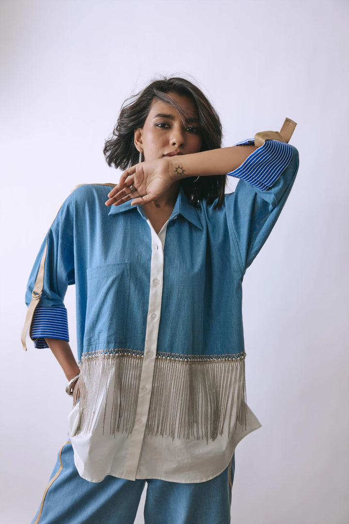 Fringe Cascade Shirt Co-ord Set