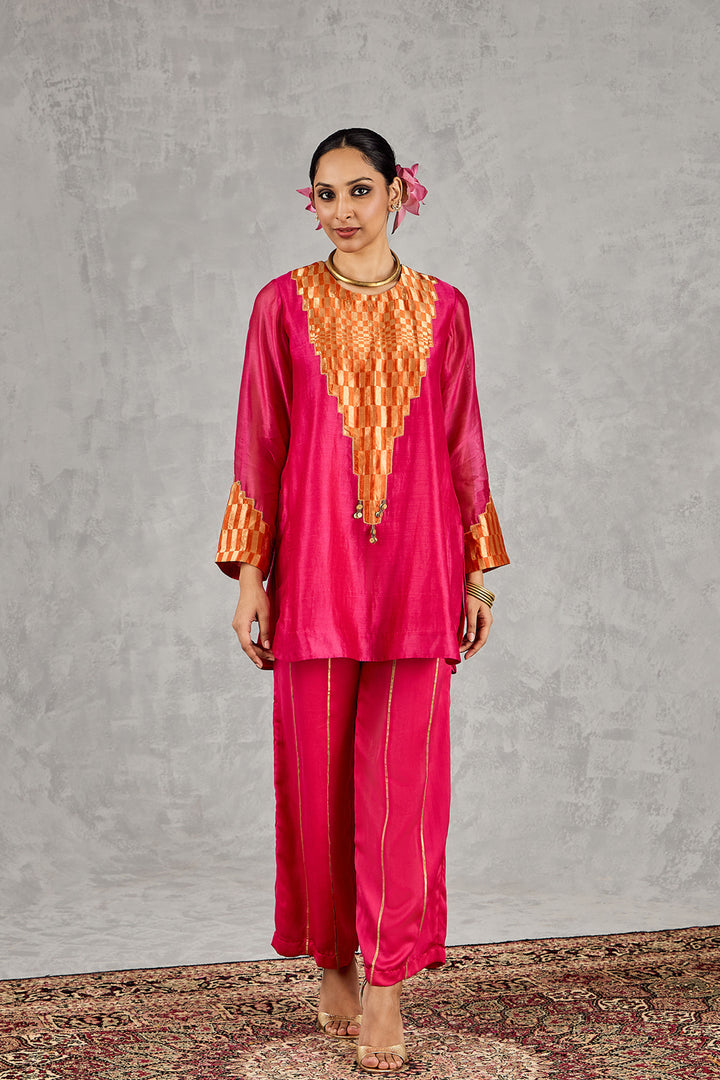 Hot Pink/Orange Patch Kurta Set