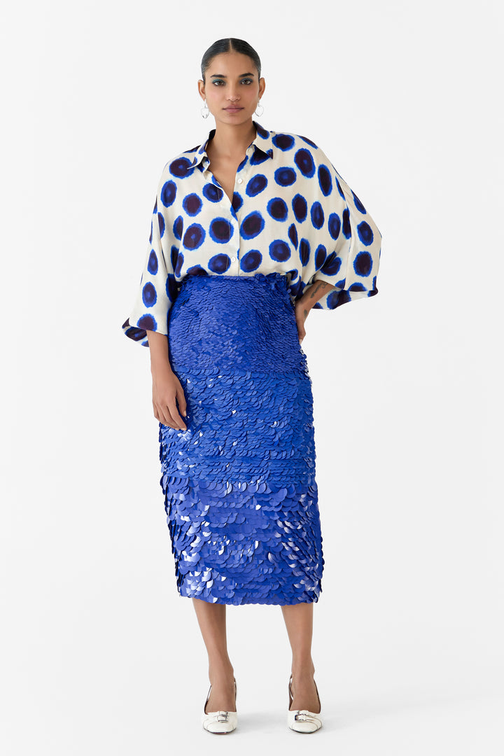 INDIGO SEQUIN SKIRT