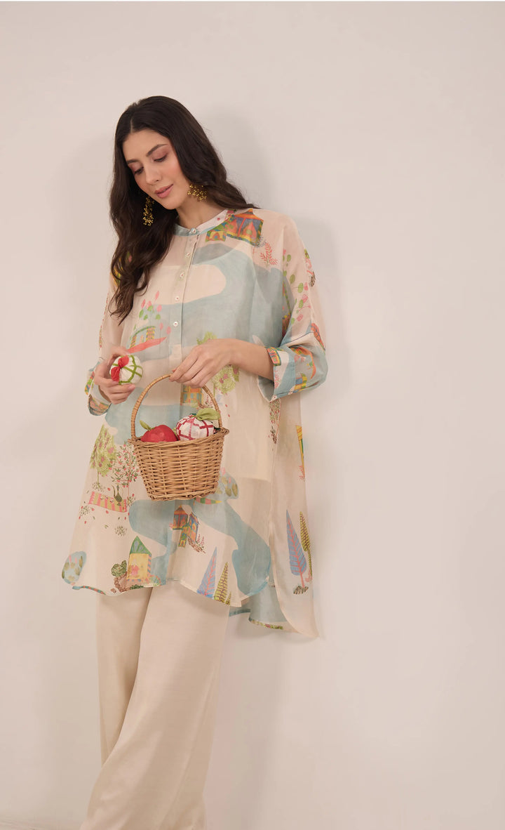 Safar: Silk Organza Kimono Coord Set