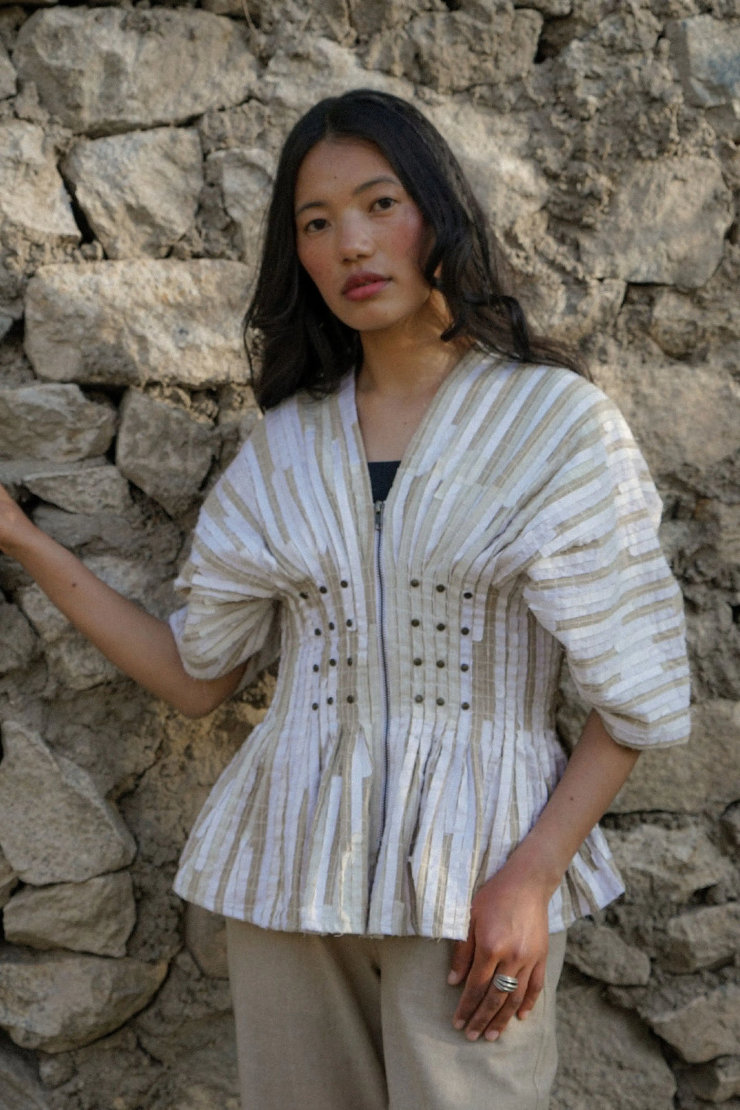 Pangong Textured Jacket – Sand