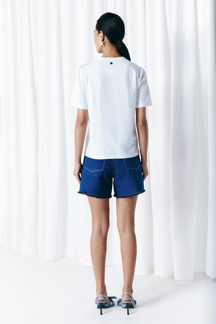 WHITE EMBELLISHED T-SHIRT