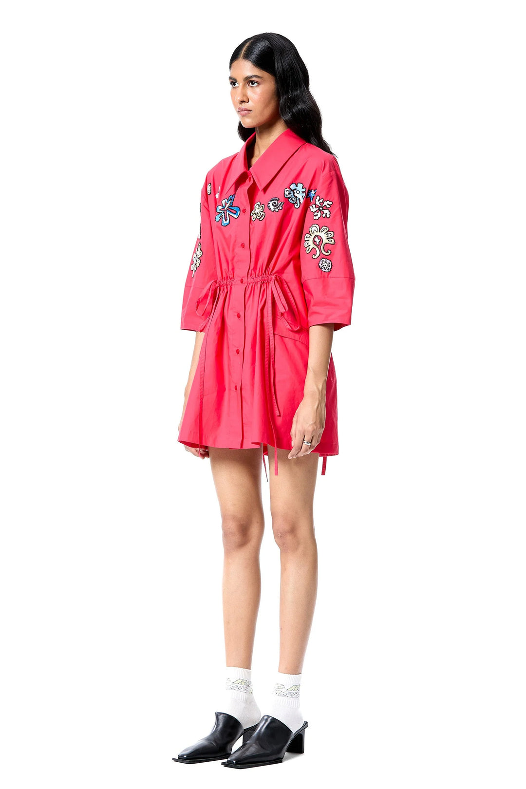 'Star Root' Shirt Dress - Red