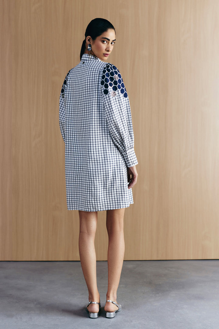 CHECK EMBELLISHED SHIRT DRESS