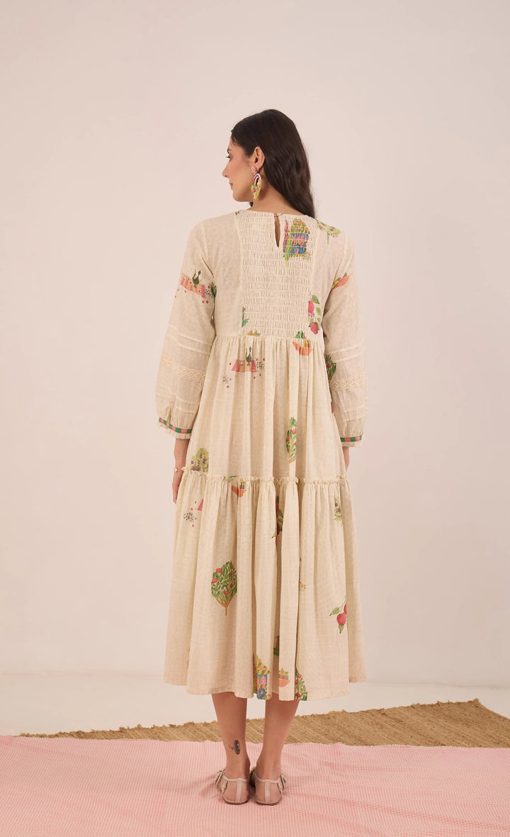 Gulposh: Cotton Smocking Midi Dress