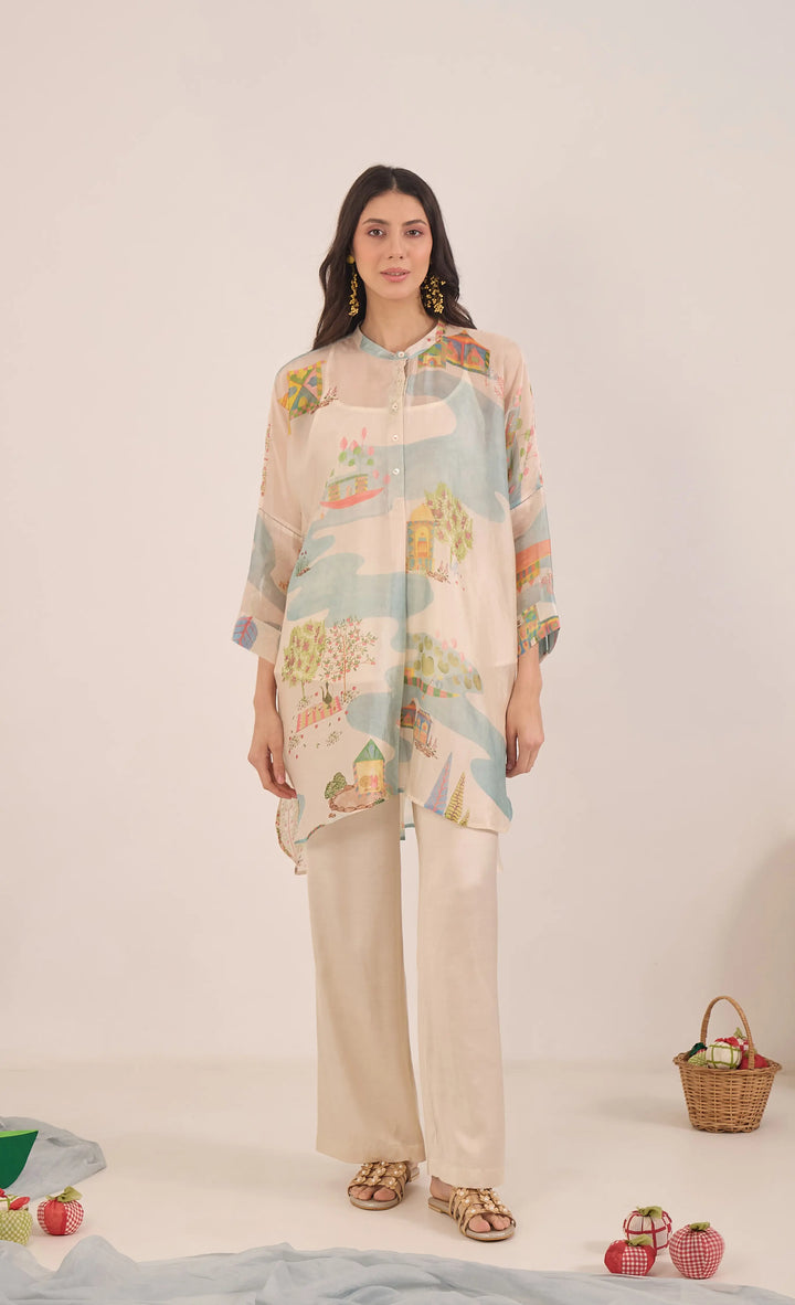 Safar: Silk Organza Kimono Coord Set