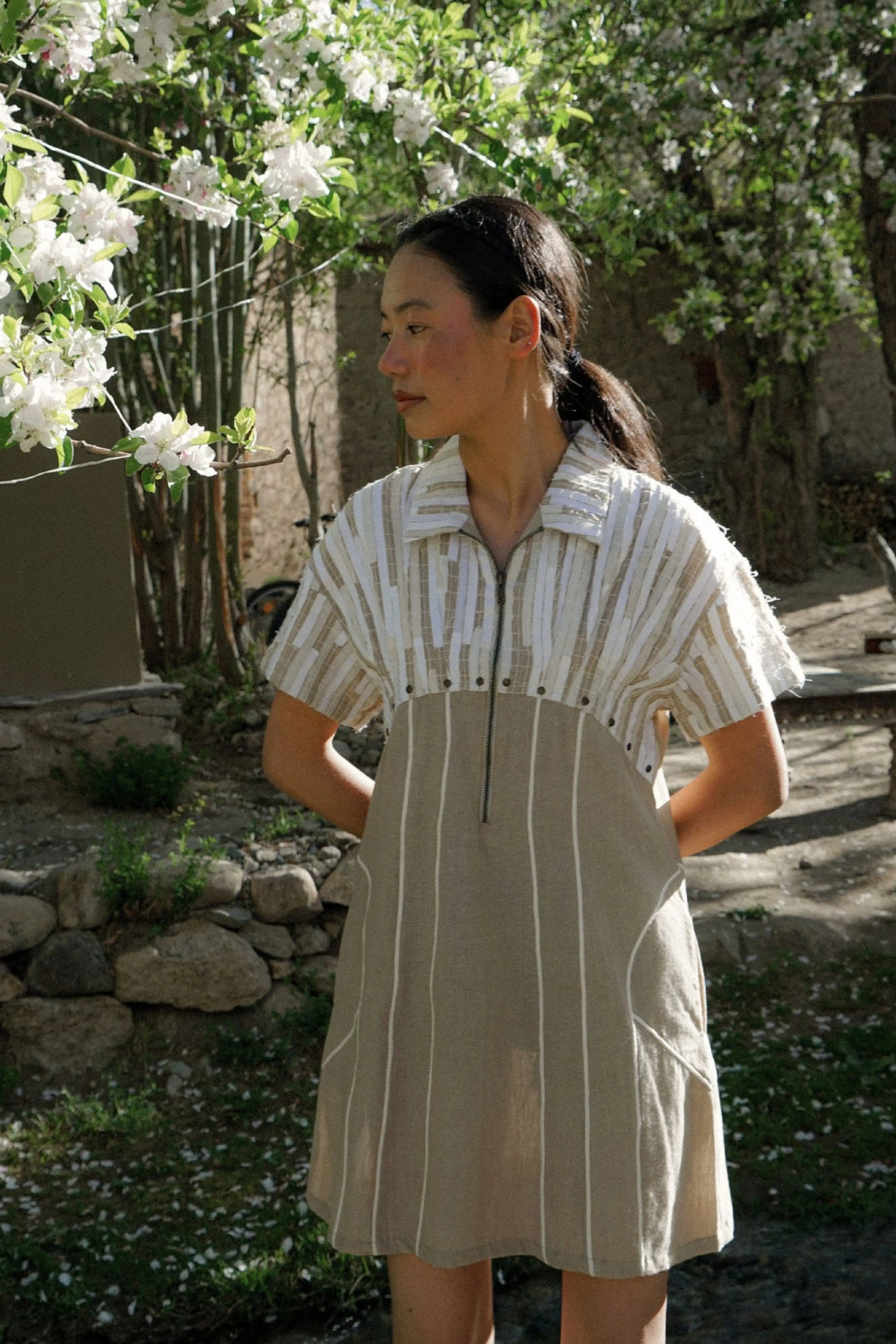 Hunder Textured Dress – Sand