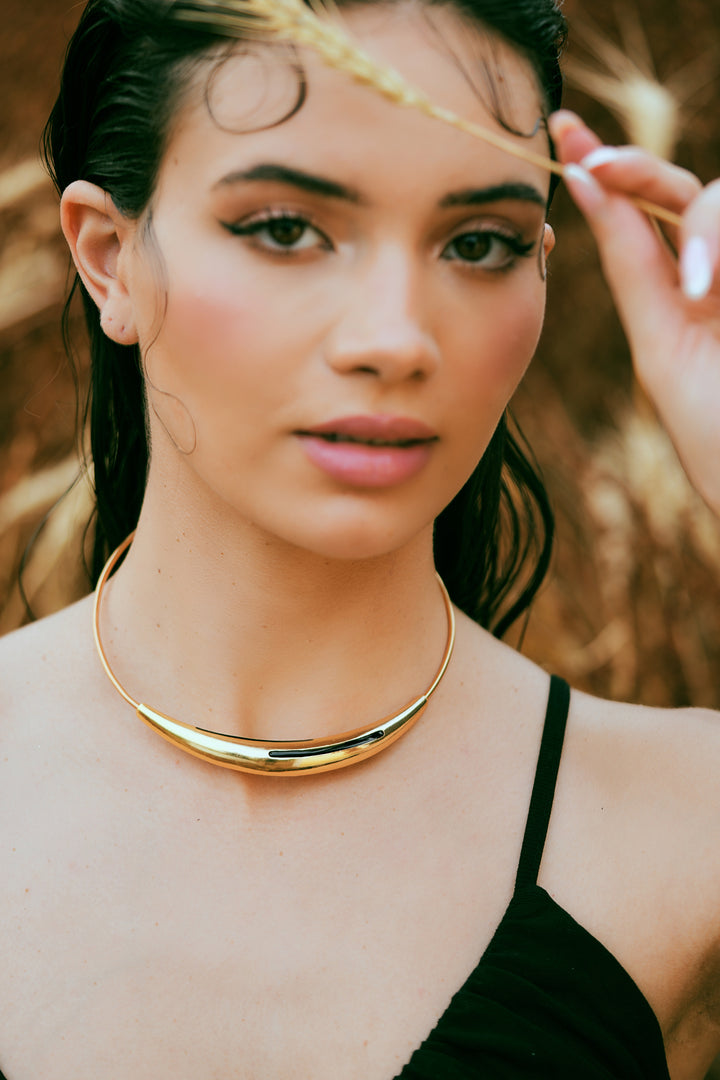Aurelia Black Enamel Gold Neckpiece