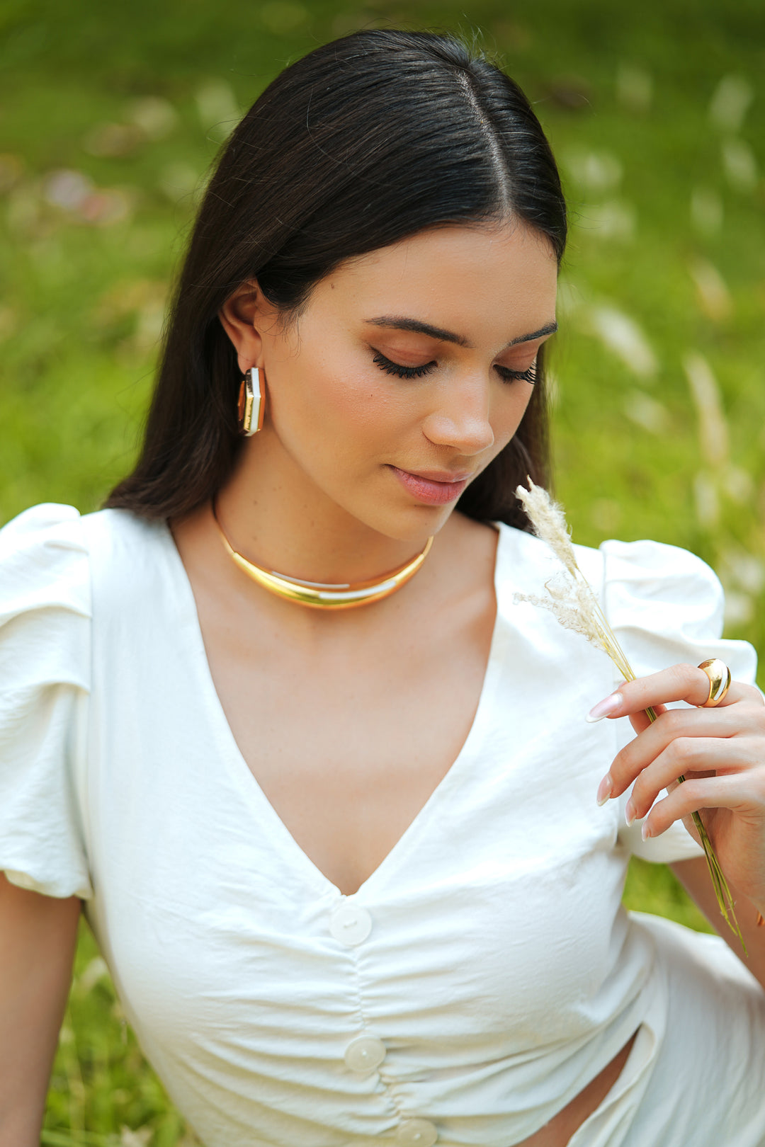 Aurelia White Enamel Gold  Necklace