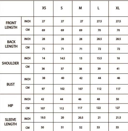 Size Chart (cm)