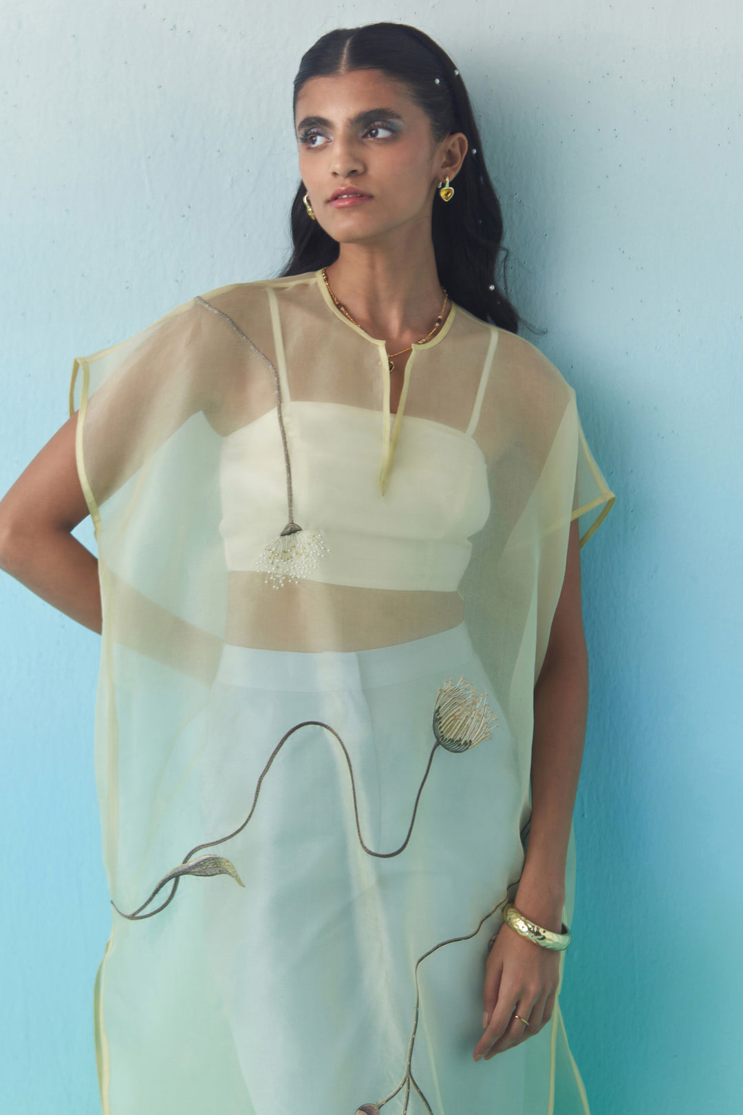 cocoon sheer overlay-Butter yellow