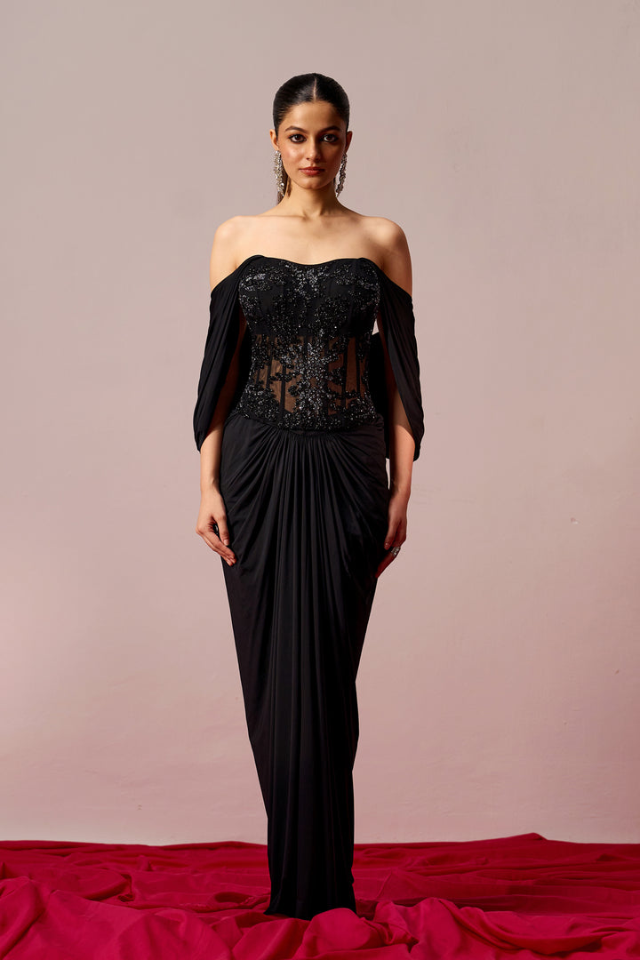 Corset Top & Draped Skirt Coord Set