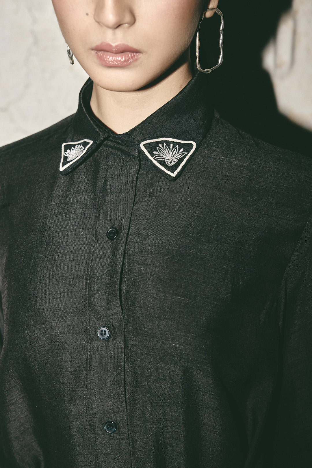 Black canvas shirt dress