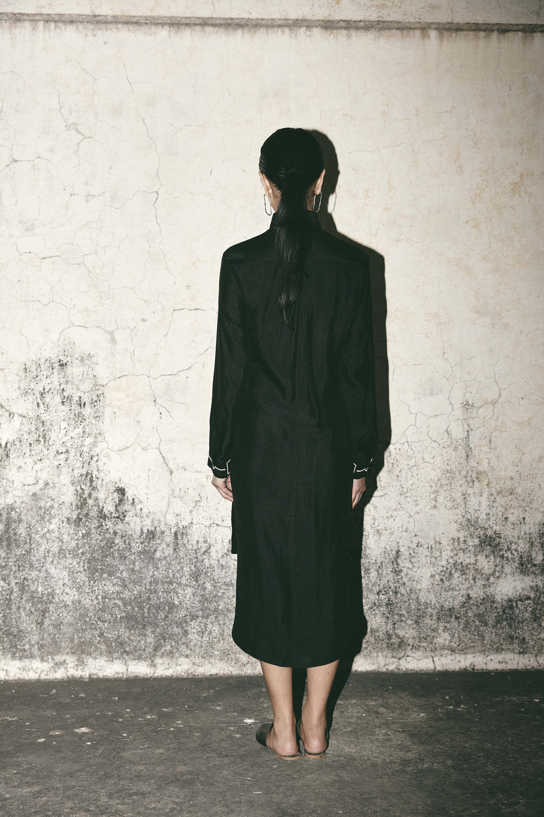 Black canvas shirt dress