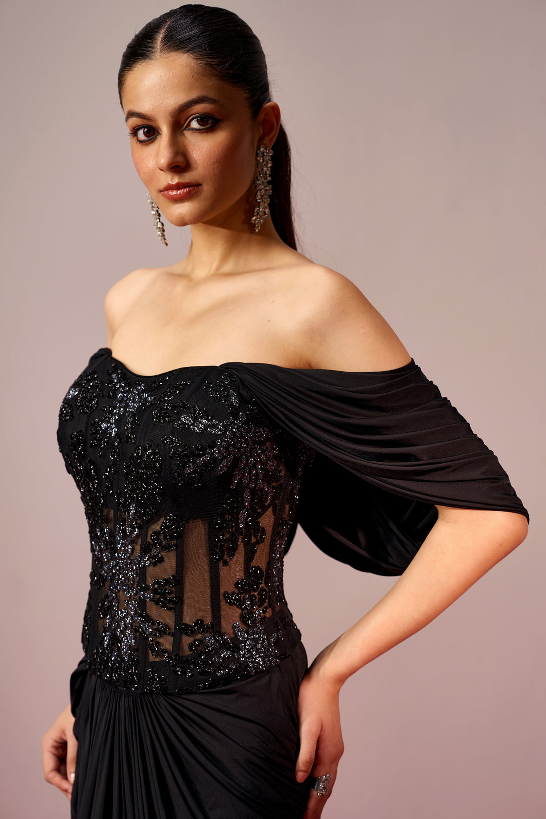 Corset Top & Draped Skirt Coord Set