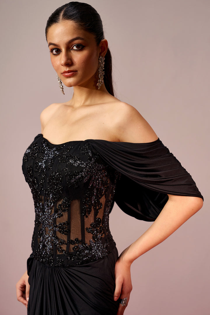 Corset Top & Draped Skirt Coord Set