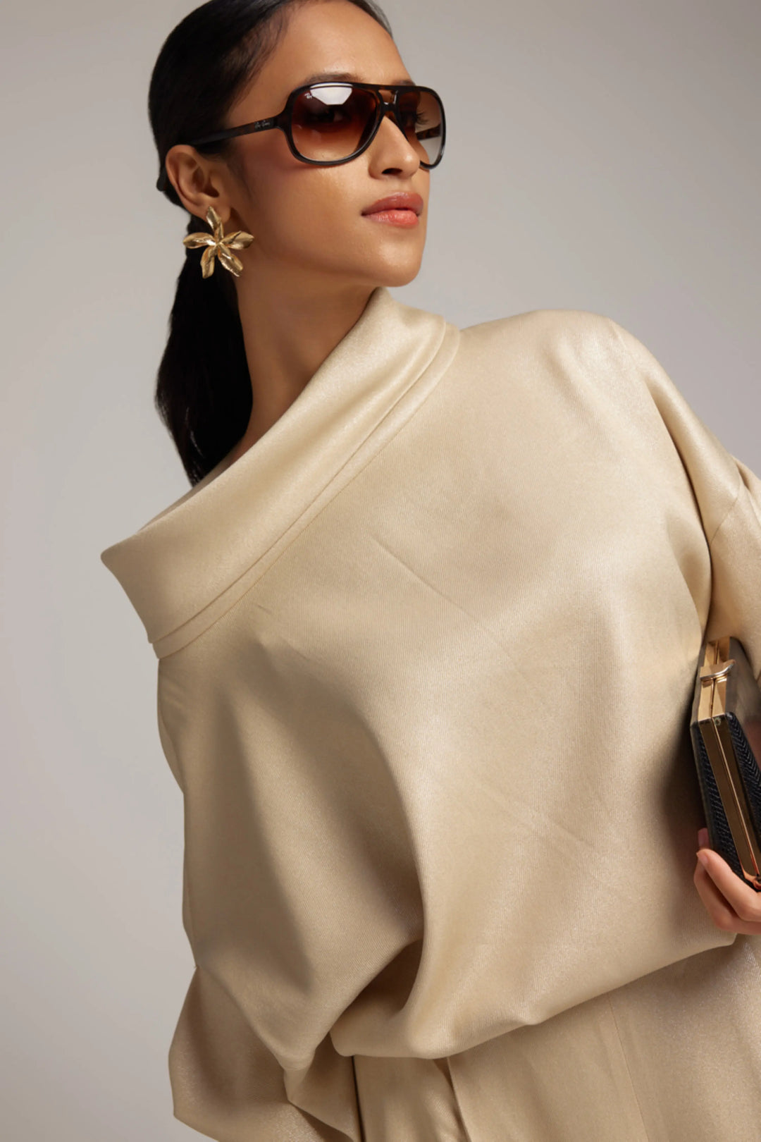 Gold Cowl Top & Jogger Pant