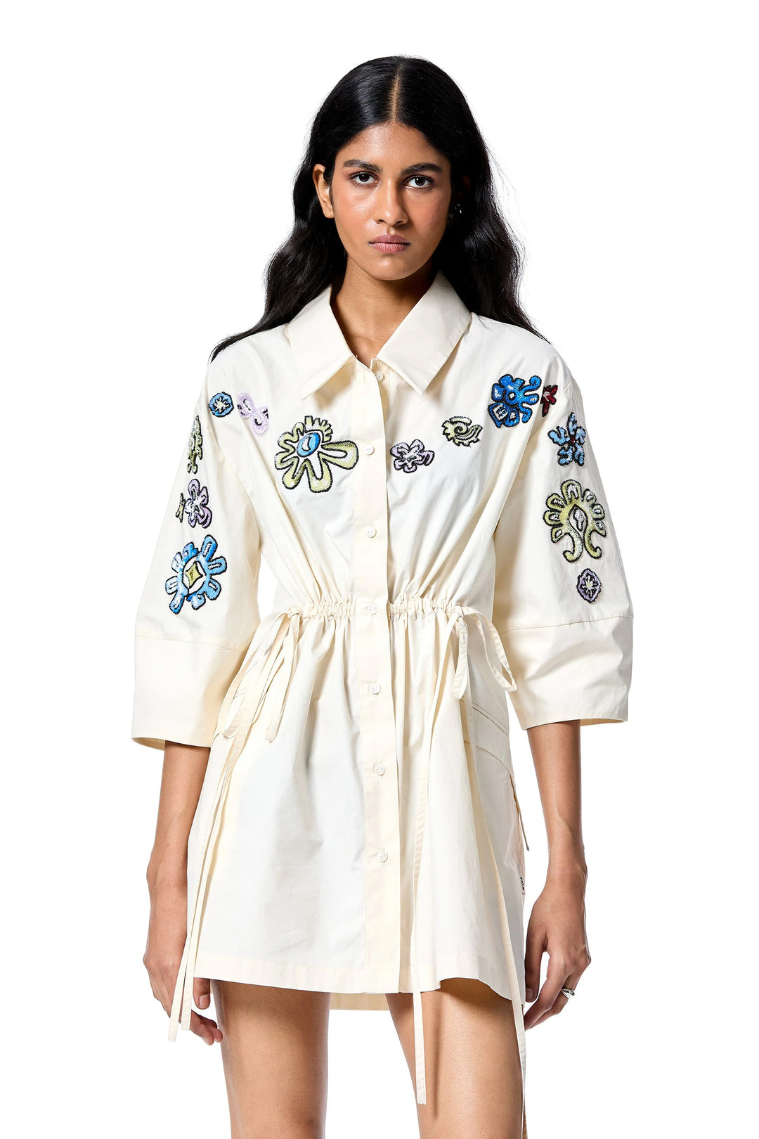 'Star Root' Shirt Dress - White