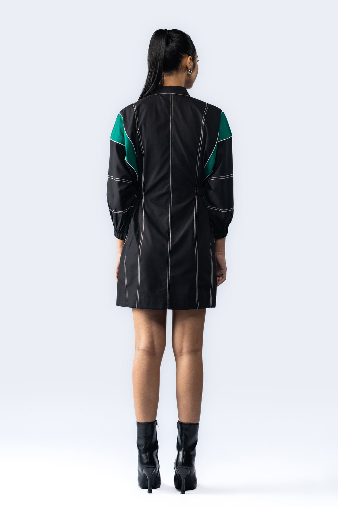Colour blocking dress - Black/Green