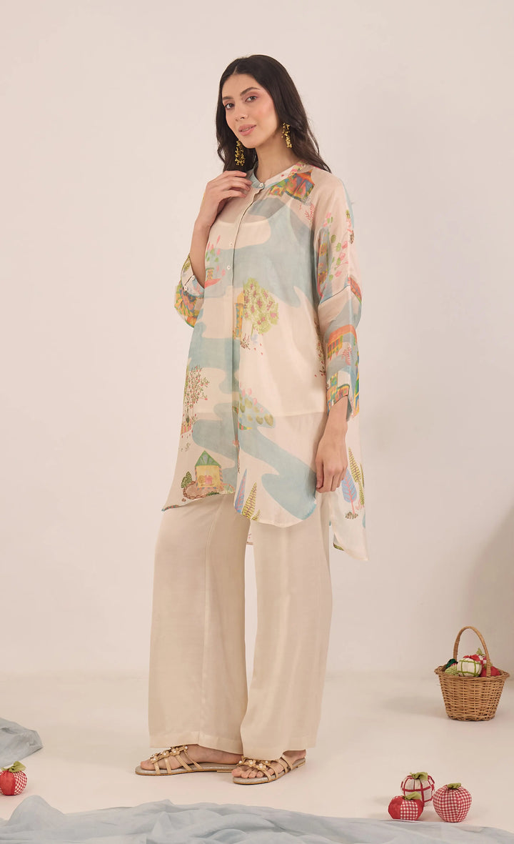 Safar: Silk Organza Kimono Coord Set