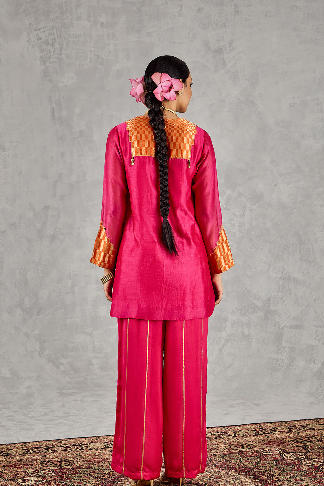 Hot Pink/Orange Patch Kurta Set