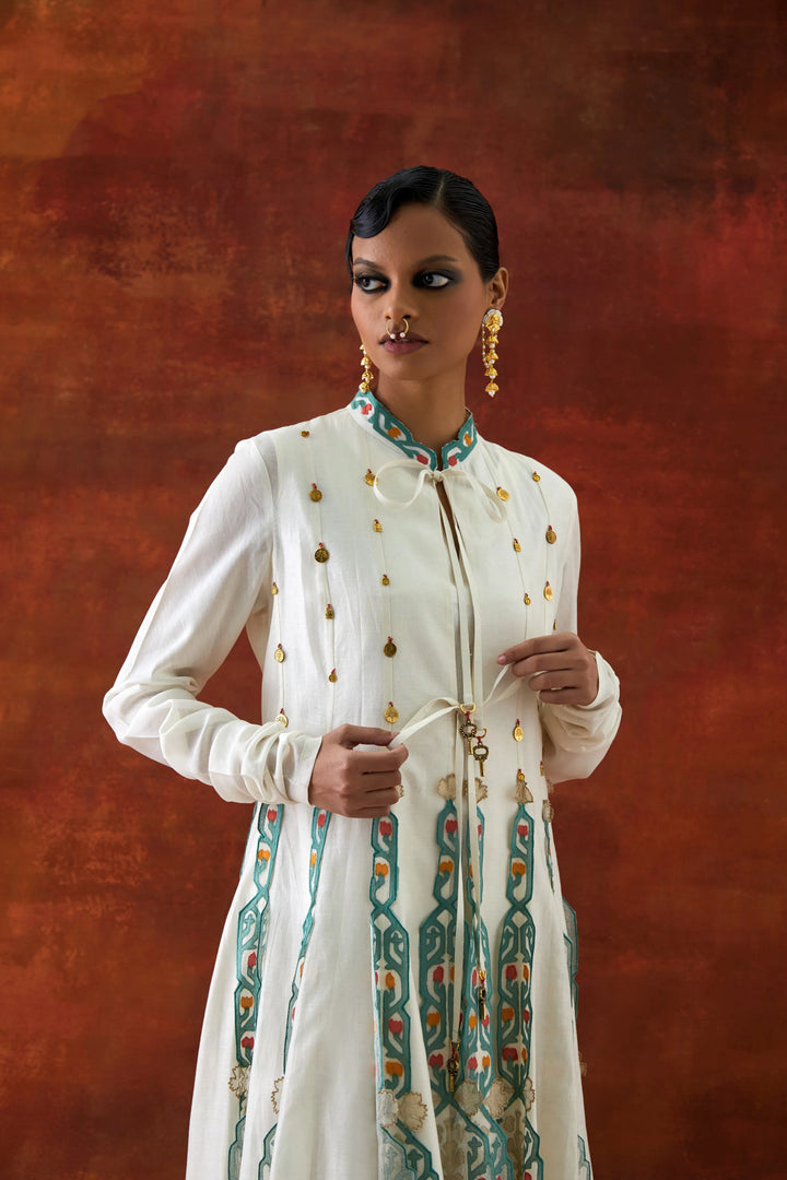 Embroidered Kalidar With Sleevless Inner