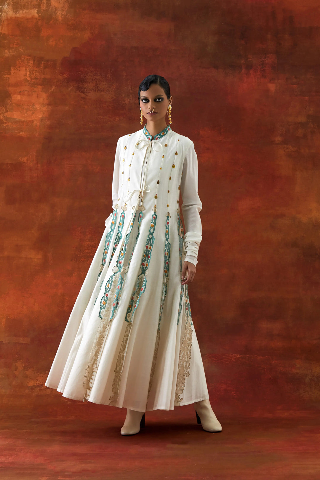 Embroidered Kalidar With Sleevless Inner