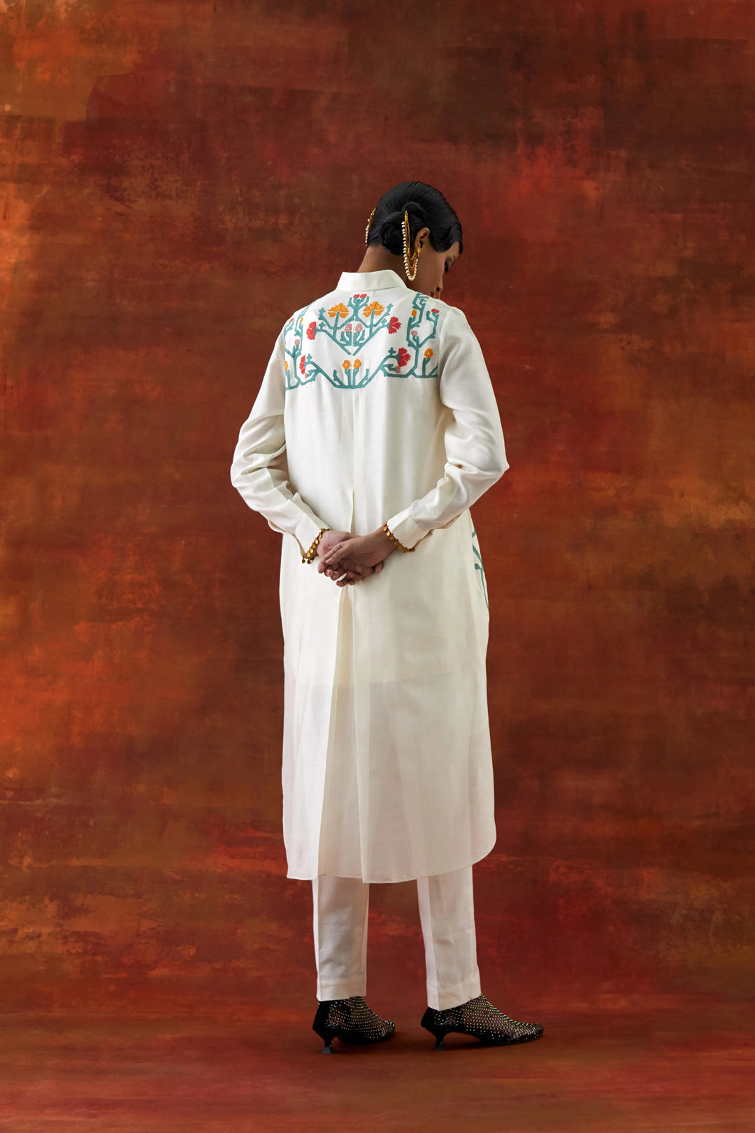 Emb Shirt With Inner And Pants Ivory