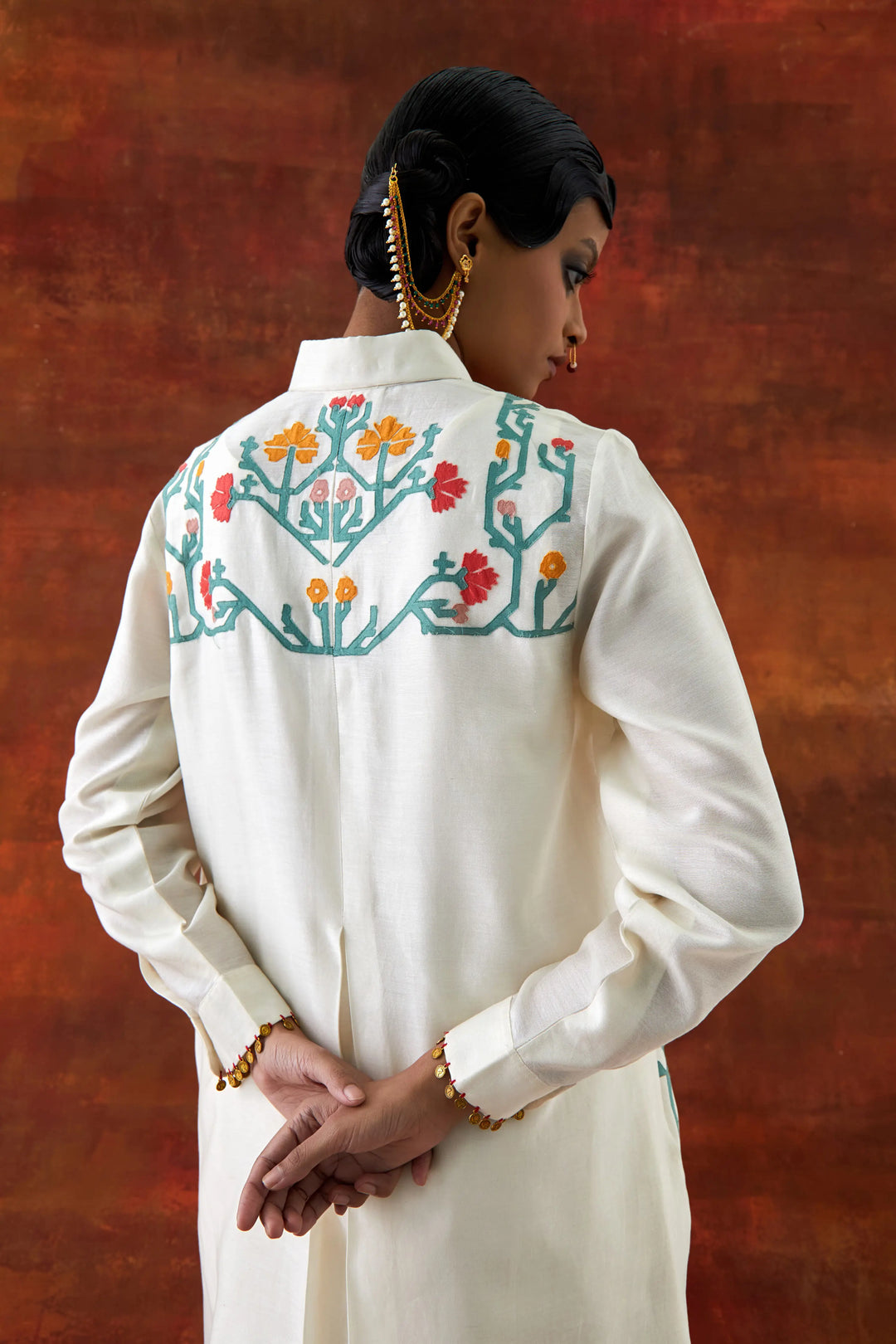 Emb Shirt With Inner And Pants Ivory