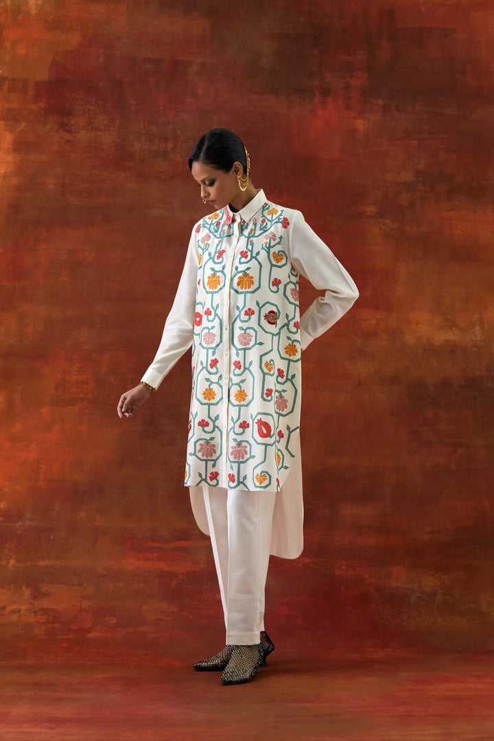 Emb Shirt With Inner And Pants Ivory