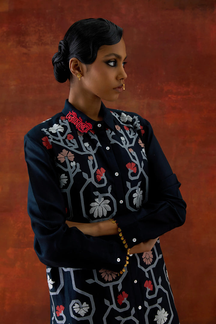 Emb Shirt With Inner And Pants