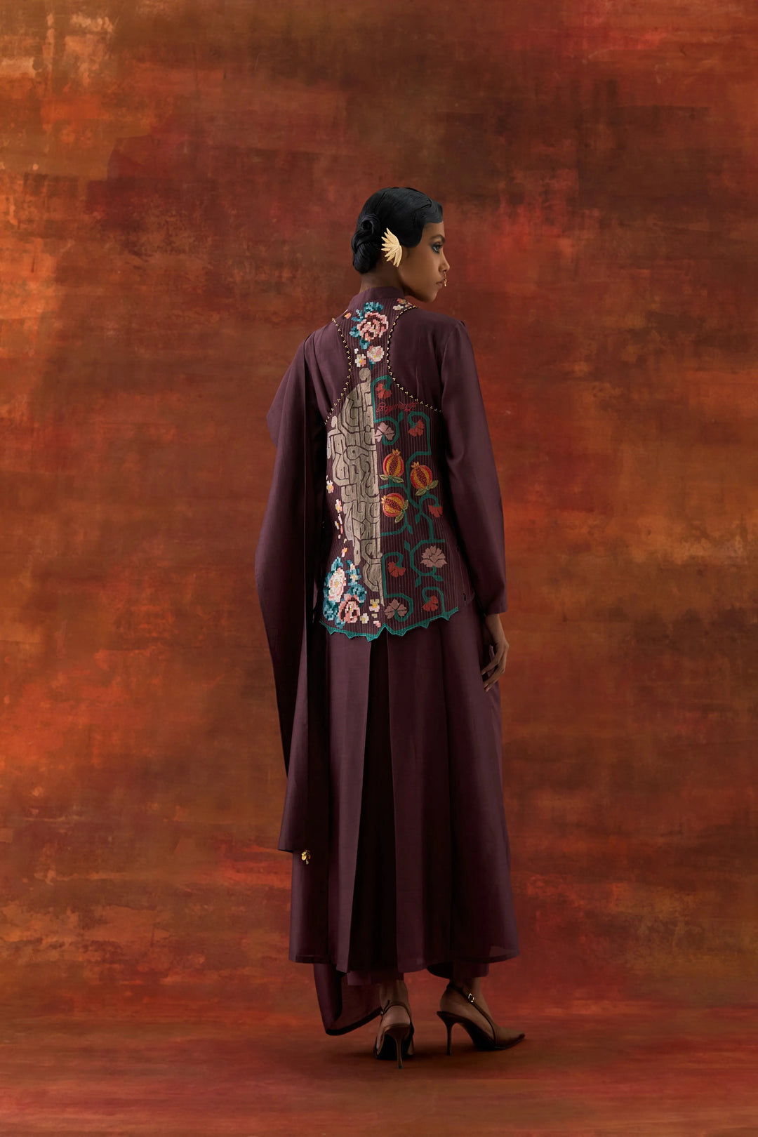 Angrakha Style Jacket With Zippered Kurta And Pants