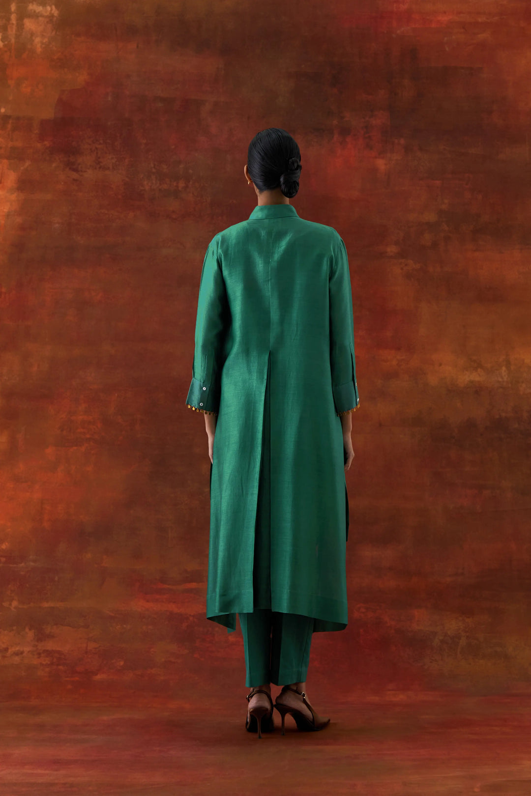 Pleated Shirt With Pants Teal