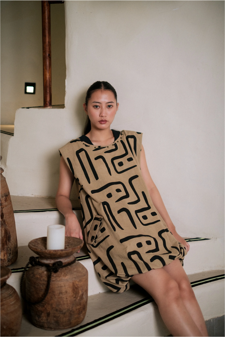 Nara gather dress - Khakhi